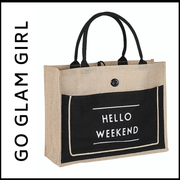 Glam Girl Fashion Handbags - NWT HELLO WEEKEND Large Woven Tote